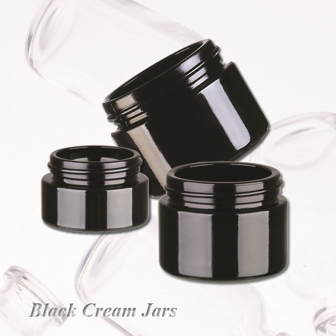 Black Glass Cosmetic Jar